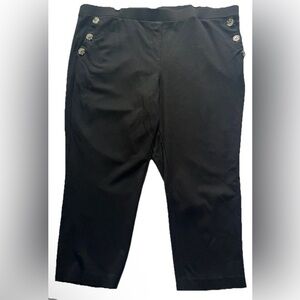 Jones New York Black Pull On Ankle Length Dress Pants Women 3X Button